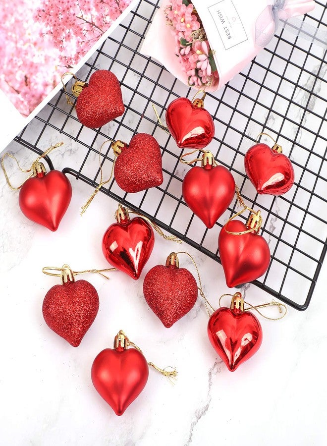 Aneco 36 Pack Valentine's Heart Baubles Heart Shaped Ornaments for Valentine's Day Decoration or Home Decor, 3 Styles - Image 3