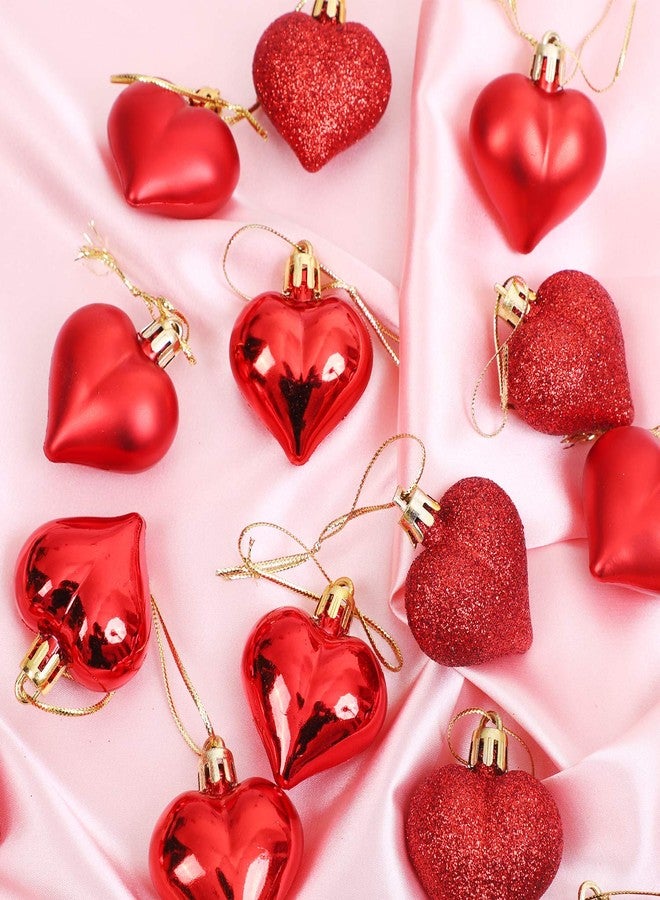 Aneco 36 Pack Valentine's Heart Baubles Heart Shaped Ornaments for Valentine's Day Decoration or Home Decor, 3 Styles - Image 5