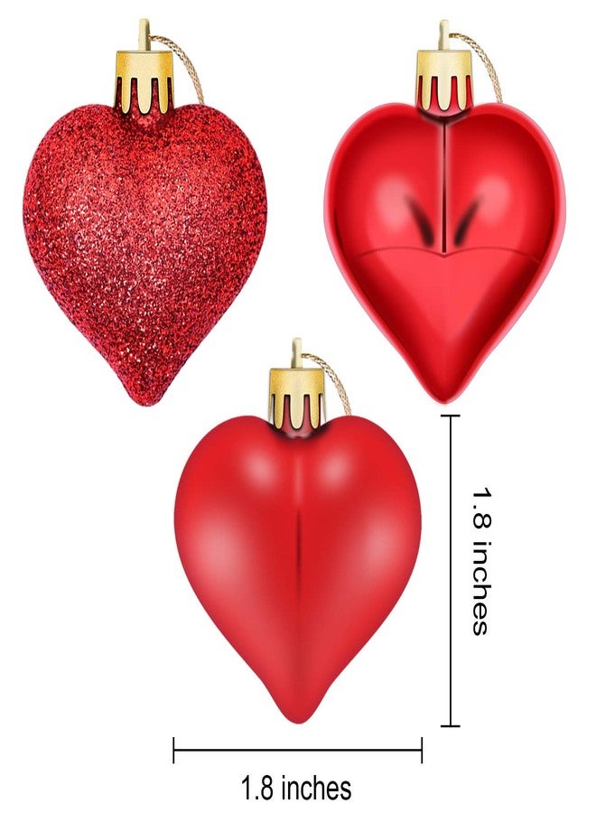 Aneco 36 Pack Valentine's Heart Baubles Heart Shaped Ornaments for Valentine's Day Decoration or Home Decor, 3 Styles - Image 2