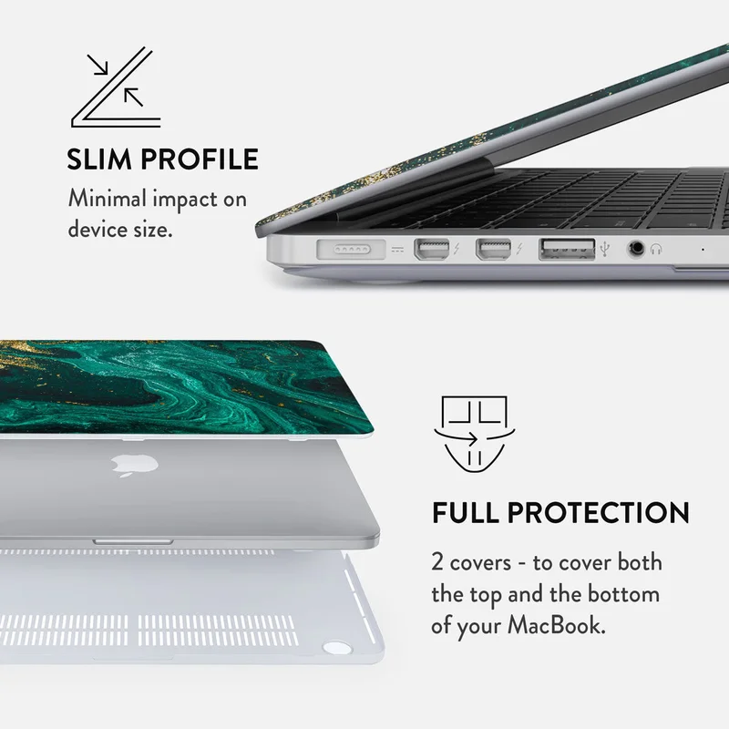Burga Protective Premium Hard Case Cover For Apple MacBook Pro 16 Inch Model A2780 2023 with Retina Display Touch ID Printed Design Hard Shell Laptop Case, Emerald Pool