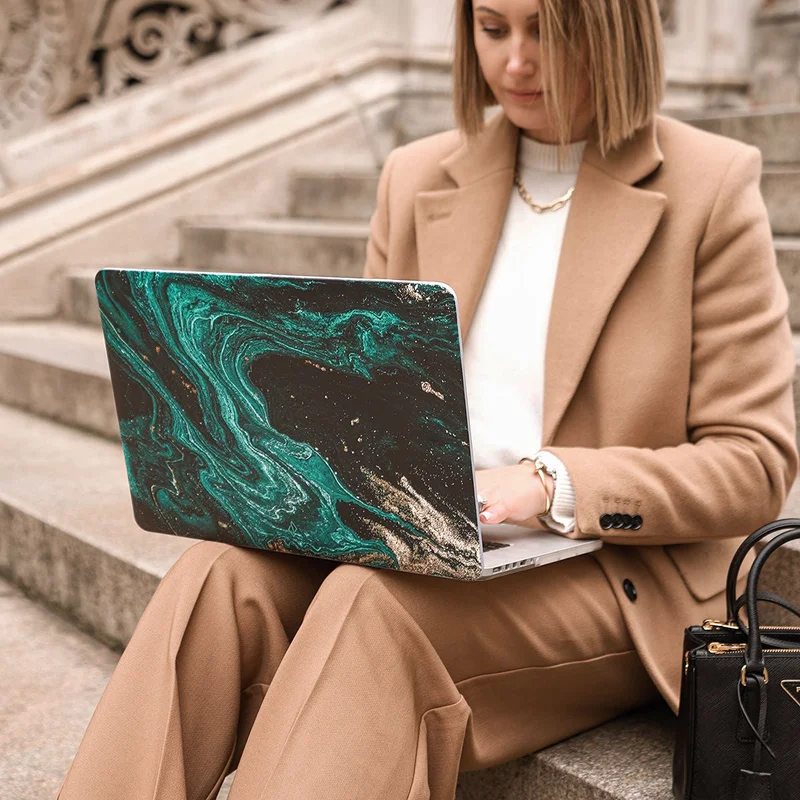 Burga  Protective Premium Hard Case Cover For Apple MacBook Pro 16 Inch Model A2780 2023 with Retina Display Touch ID Printed Design Hard Shell Laptop Case, Emerald Pool  | Best Price UAE