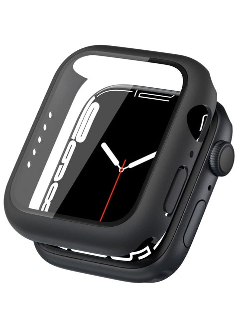 Apple Watch 41mm (Series 7) Case Cover with Built in Tempered Glass Screen Protector Black
