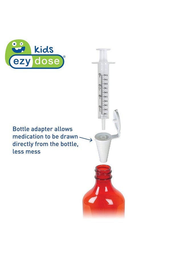 EZY DOSE Kids Baby Oral Syringe & Dispenser Calibrated for Liquid Medicine, Reduce Mess, Easy Way to Orally Administer Medication, 10 mL/2 TSP, Includes Bottle Adapter, Clear, BPA Free - Image 4