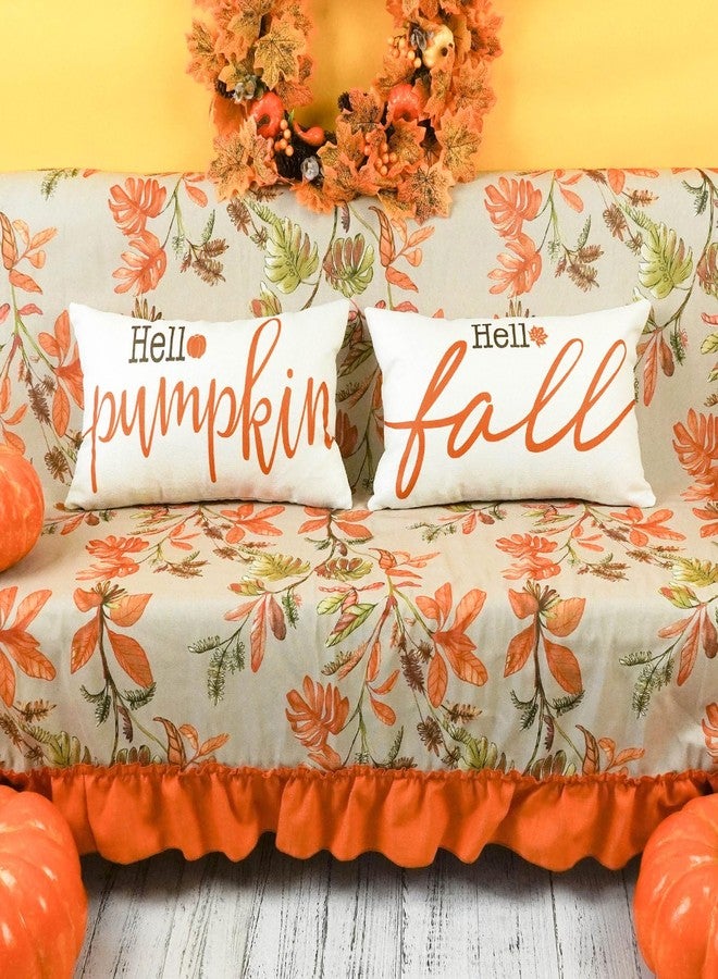 ONWAY Hello Fall Hello Pumpkins Pillow Covers 12x20 Inch Set of 2 Farmhouse Autumn Decorative Lumbar Pillowcases Thanksgiving Decor Patio Cushion Cases for Couch Home Decorations - Image 2