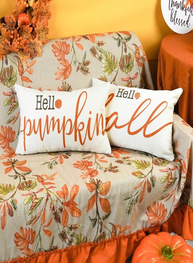 ONWAY Hello Fall Hello Pumpkins Pillow Covers 12x20 Inch Set of 2 Farmhouse Autumn Decorative Lumbar Pillowcases Thanksgiving Decor Patio Cushion Cases for Couch Home Decorations - Image 5