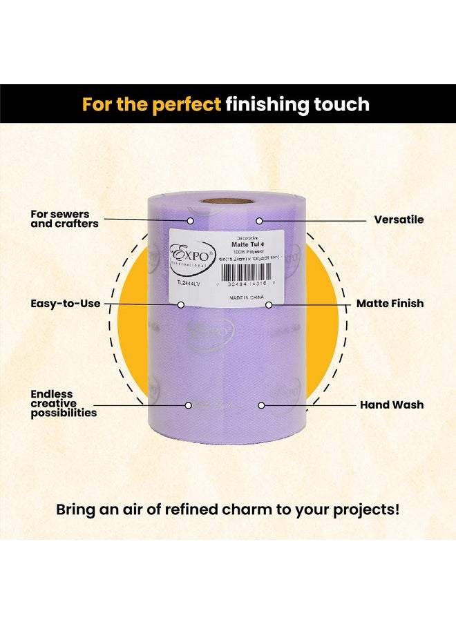Expo International Decorative Matte Tulle Roll/Spool Of 6” X 100 Yards Lightweight Polyester Tulle Fabric For Tutus Costumes And Party Decorations Washable Easy To Use Lavender  - Image 3