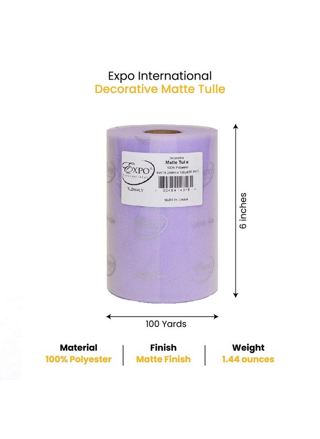 Expo International Decorative Matte Tulle Roll/Spool Of 6” X 100 Yards Lightweight Polyester Tulle Fabric For Tutus Costumes And Party Decorations Washable Easy To Use Lavender  - Image 2