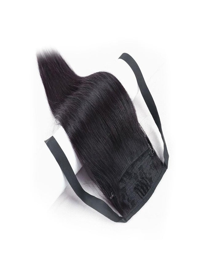 BLUSHIA Women's Full Head Ribbon 24 Inch Hair Extension Wig - Synthetic Straight Black Hair Pieces Wig Fluffy & Not Tangled - Image 4