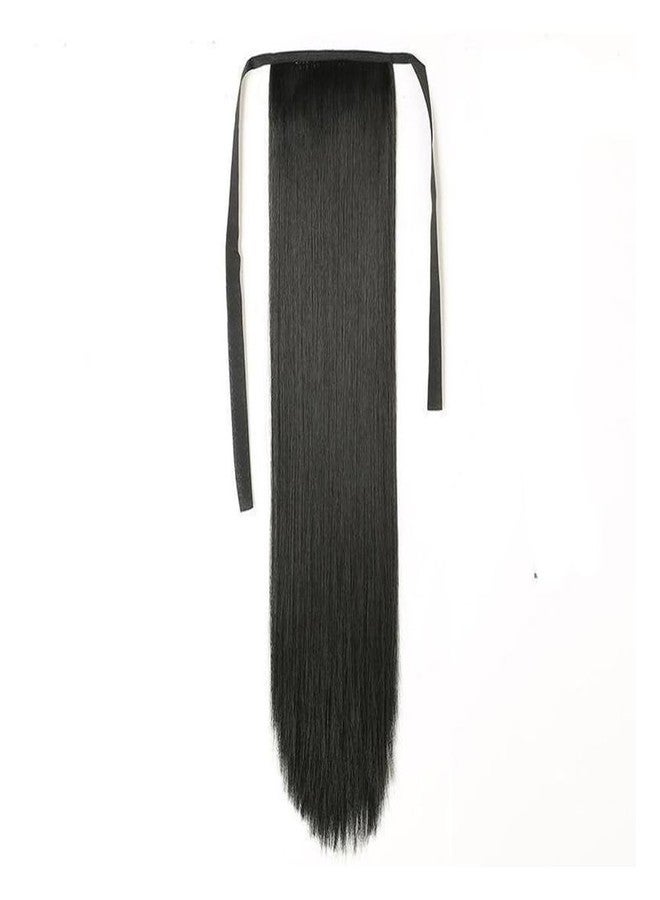 BLUSHIA Women's Full Head Ribbon 24 Inch Hair Extension Wig - Synthetic Straight Black Hair Pieces Wig Fluffy & Not Tangled - Image 2