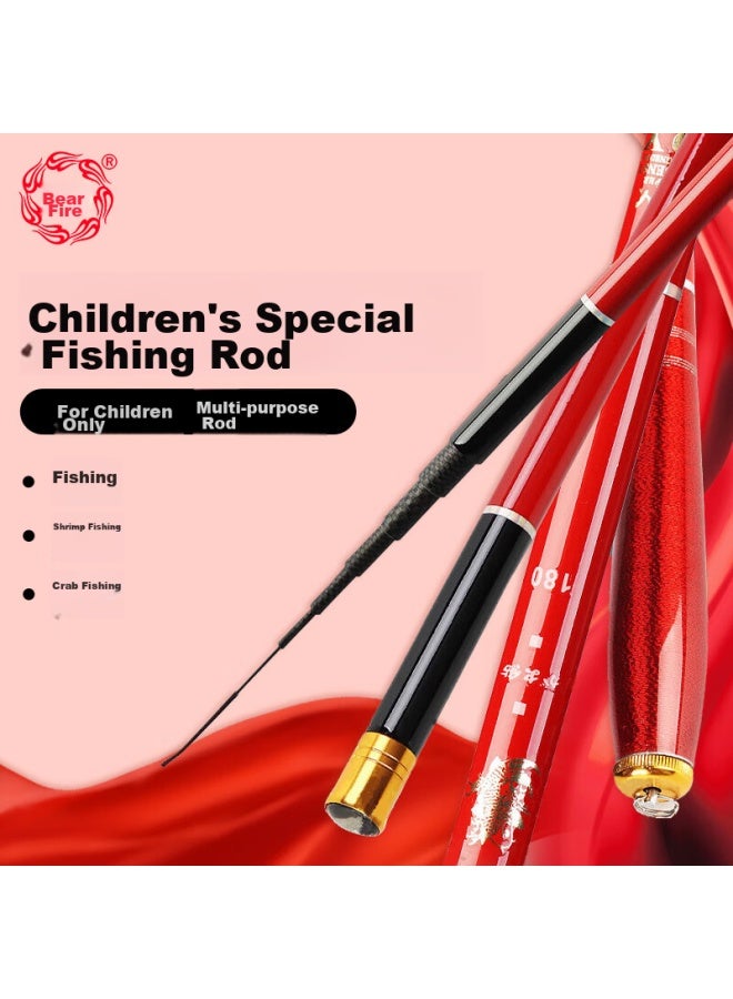 Bear fire Xionghuoer Children's Fishing Rod, 1.8 Meters, Carbon Fiber Short Section, Stream Rod, Lightweight And Portable, Small Fishing Rod, Crucian Carp Rod, Hand Rod, Complete Set - Image 1