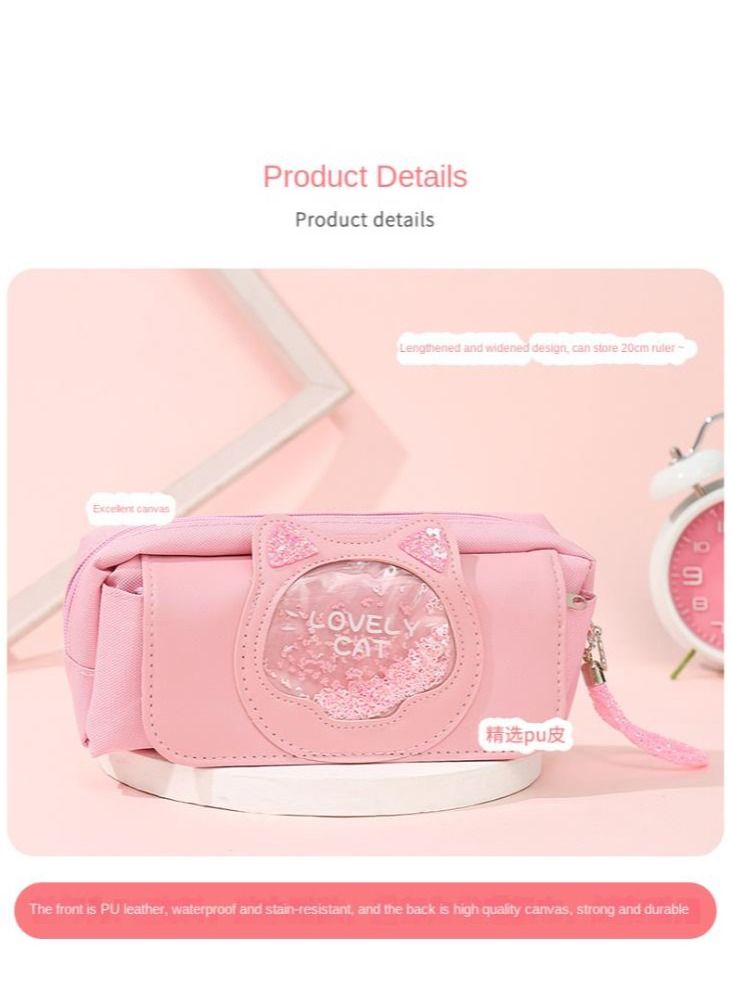 Y&D Pencil Case Girls Large Capacity Stationery Case Primary School Students Multifunctional Pencil Case Wholesale Quicksand Pencil Case - Image 2