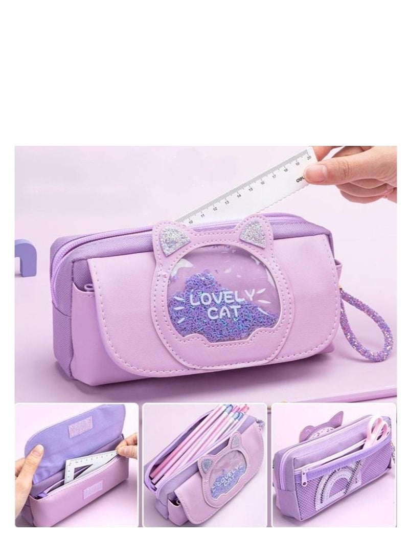 Y&D Pencil Case Girls Large Capacity Stationery Case Primary School Students Multifunctional Pencil Case Wholesale Quicksand Pencil Case - Image 1
