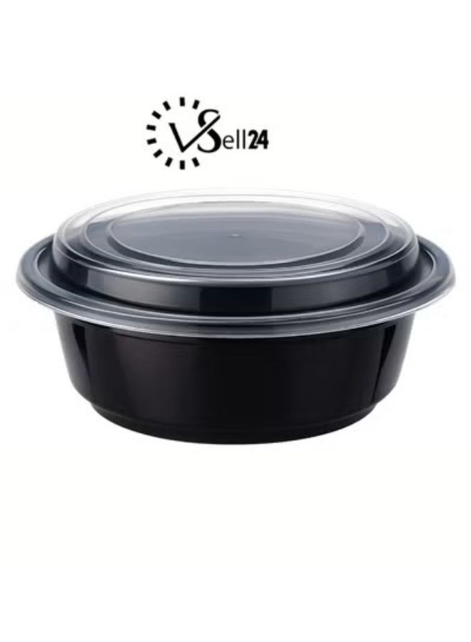 vsell24 Pack of 50 Black 16oz (RO) Round Microwave Food Containers with Lids Disposable Leak Resistant Meal Prep Takeaway and Food Storage Containers - Image 5