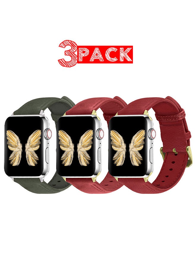 CATANES - 3 Pack For Apple Watch Band 38mm/40mm/41mm Leather Band Buckle Strap Wristband Compatible with Apple watch series 7/6/5/4/3/2/1/SE - Image 1