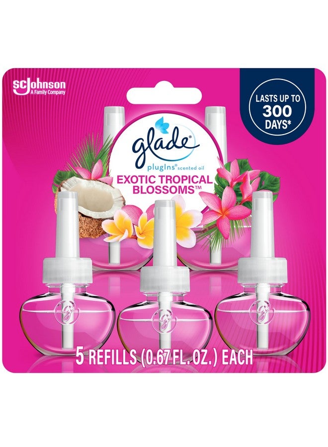 Glade PlugIns Refills Air Freshener, Scented and Essential Oils for Home and Bathroom, Exotic Tropical Blossoms, 3.35 Fl Oz, 5 Count - Image 1