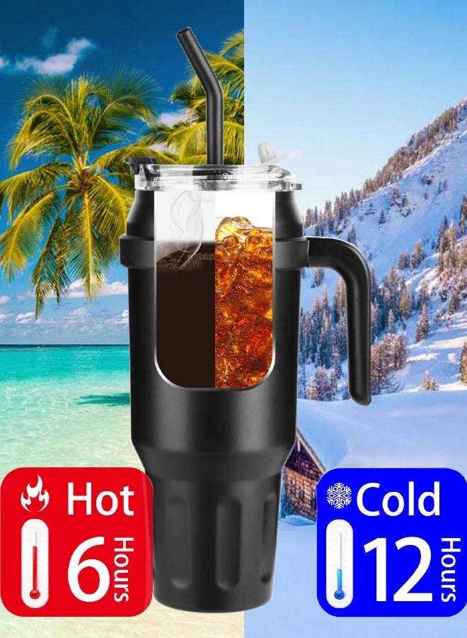 AHAKAC Stainless Steel Vacuum Insulated Tumbler  with Straw Lid and Handle, 50oz ,Thermal Stainless Steel Vacuum Metal Travel Mug for Water, Iced Tea or Coffee, Smoothie and More，Sport Bottle，Traveling Water Bottle - Image 5