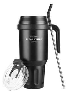 SUCITY 50OZ Stainless Steel Coffee Mug with Straw, Insulated Travel Mug with Vacuum Insulation for Office, Durable Stainless Steel Tumbler,Coffee Cup