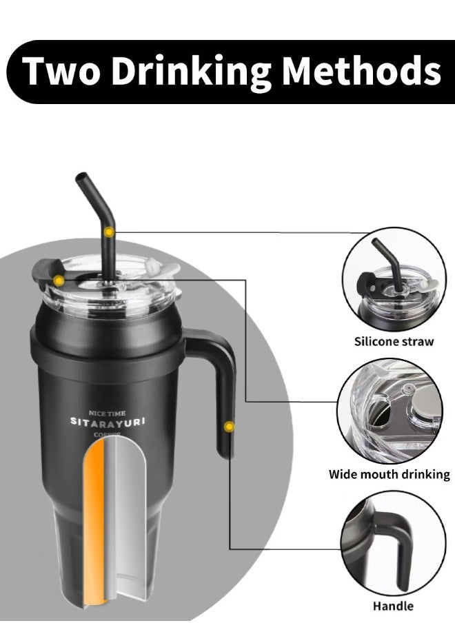 SUCITY - SUCITY 50OZ Stainless Steel Coffee Mug with Straw, Insulated Travel Mug with Vacuum Insulation for Office, Durable Stainless Steel Tumbler,Coffee Cup - Image 1