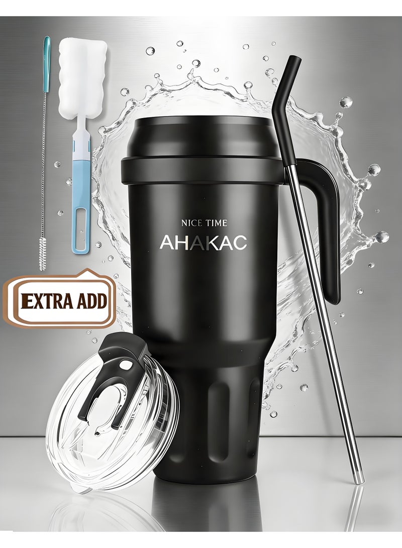 AHAKAC 50oz Stainless Steel Vacuum Insulated Tumbler,High-Capacity Cup with Lid and Straw, Spill-proof Cup,for Water, Iced Tea or Coffee,Big Thermos Cup - Image 1