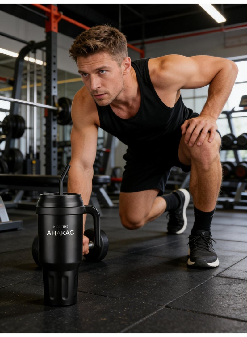 AHAKAC 50oz Stainless Steel Vacuum Insulated Tumbler,High-Capacity Cup with Lid and Straw, Spill-proof Cup,for Water, Iced Tea or Coffee,Big Thermos Cup - Image 3