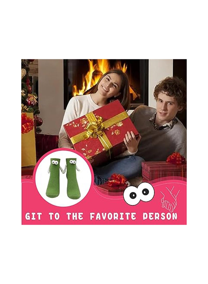 زوجان من جوارب الأطفال القابضة للأيدي، جوارب رياضية ملونة لطيفة ومضحكة للفتيان والفتيات، تصميم دمية ثنائي الأبعاد، هدية ممتعة، جوارب مغناطيسية قابضة للأيدي (أخضر، 26 سم) - Image 5