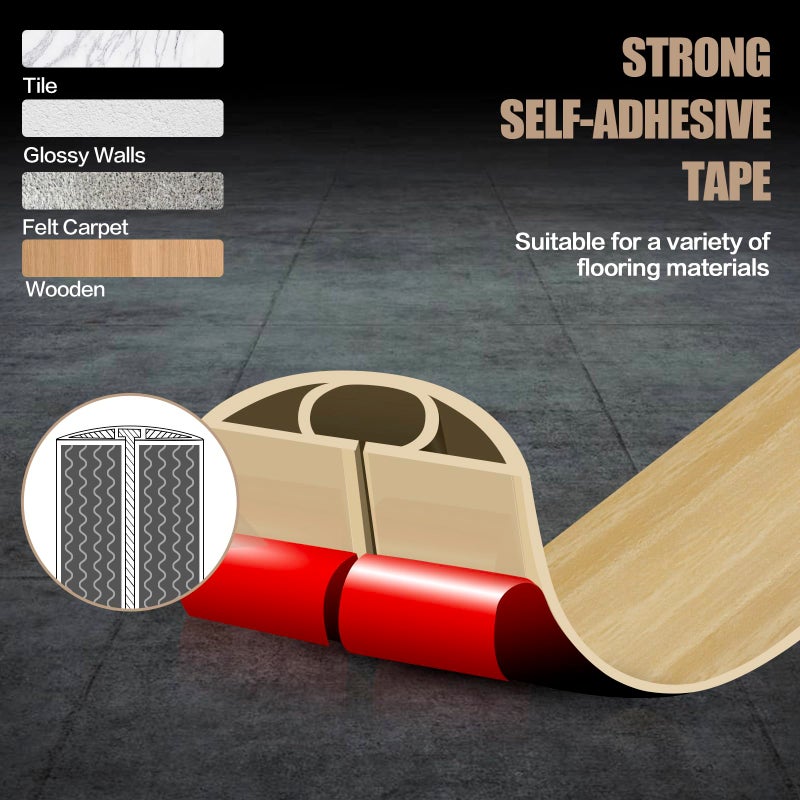 DBHXXMB-HH Floor Cord Cover Self Adhesive Cord Hider,10FT Cable Management, Extension Strip Protector for Wires, Prevent Cable Trips for Offices, Gyms, Exhibitions Cavity:0.39"(W) x0.27(H) WoodLightyellow - Image 4