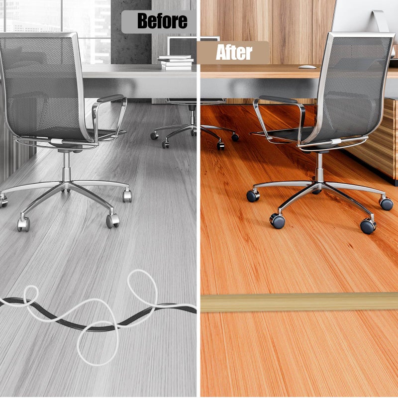 DBHXXMB-HH Floor Cord Cover Self Adhesive Cord Hider,10FT Cable Management, Extension Strip Protector for Wires, Prevent Cable Trips for Offices, Gyms, Exhibitions Cavity:0.39"(W) x0.27(H) WoodLightyellow - Image 5