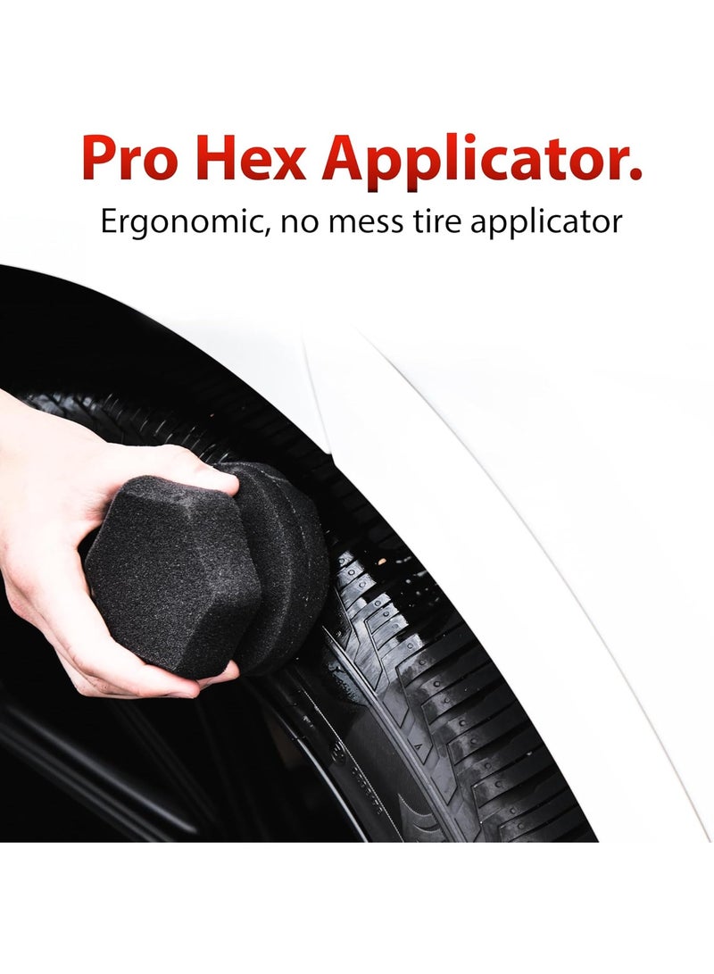 أداة تطبيق Pro Tire Hex Grip - أداة إسفنجية رغوية لتلميع الإطارات وتفصيل السيارات | مستلزمات تنظيف السيارات بعد غسيل السيارات | للمطاط الفينيل والإكسسوارات | منظف العجلات والحافات - Image 2