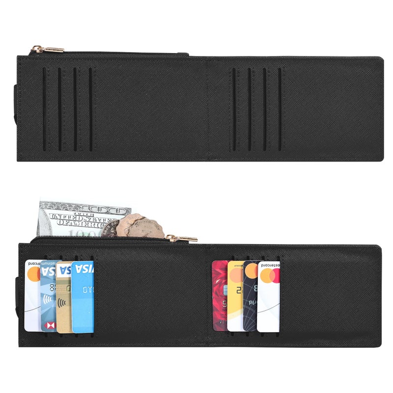 Chelmon Womens Wallet Slim RFID Blocking Bifold Multi Card Case Wallet with Zipper Pocket (Black) - Image 5