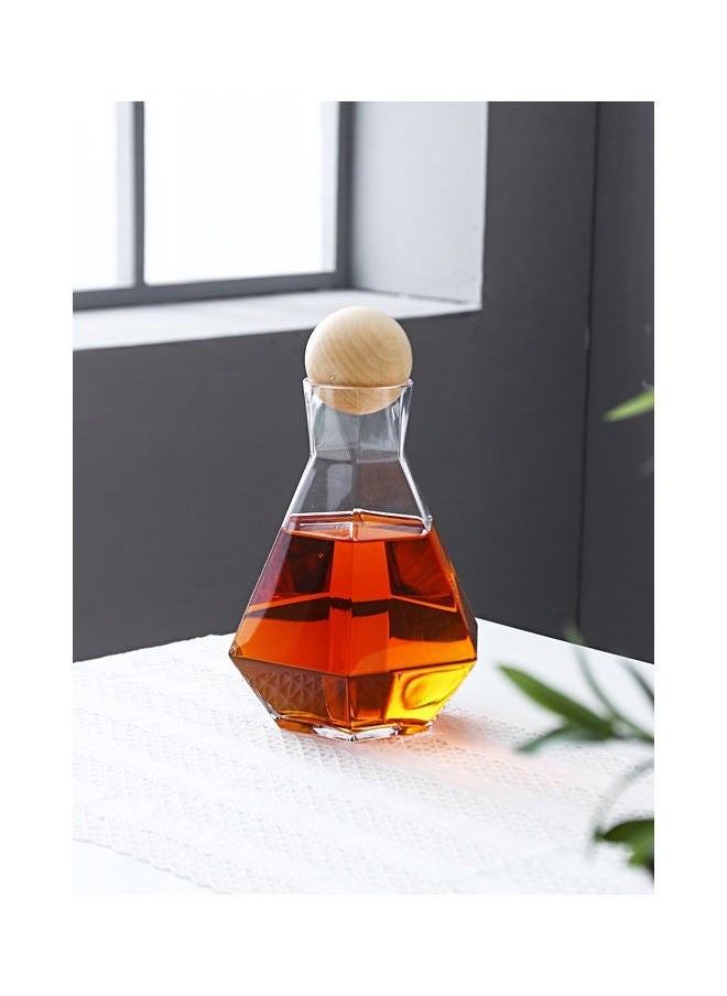 Beauenty Glass Water Bottle With Six Edge And Wooden Stopper Clear 15x15x23.5cm  - Image 3