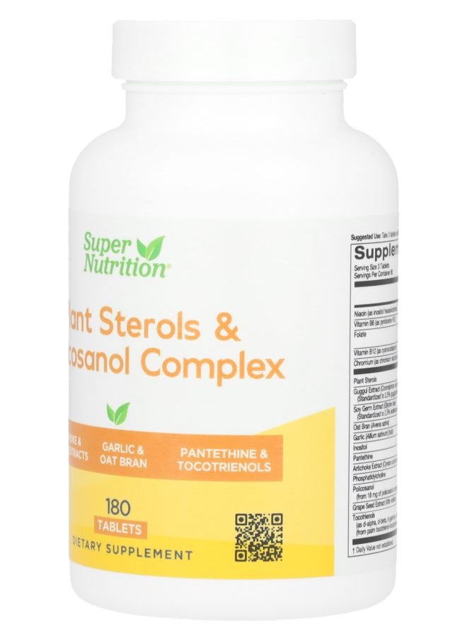 Super Nutrition Plant Sterols & Policosanol Complex with Folate Guggul Extract Soy Germ Extract and Oat Bran 180 Tablets  - Image 2