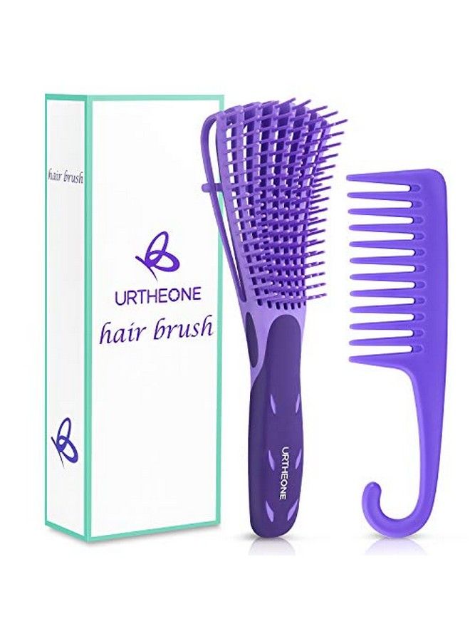 URTHEONE Detangling Hair Brush Detangling Brush For Adults And Kids Comb Set For Kinky Curly Coily And Wavy Hair For Wet And Dry Hair Afro American Type 3A4C Comfortable Grip(Purple) - Image 1