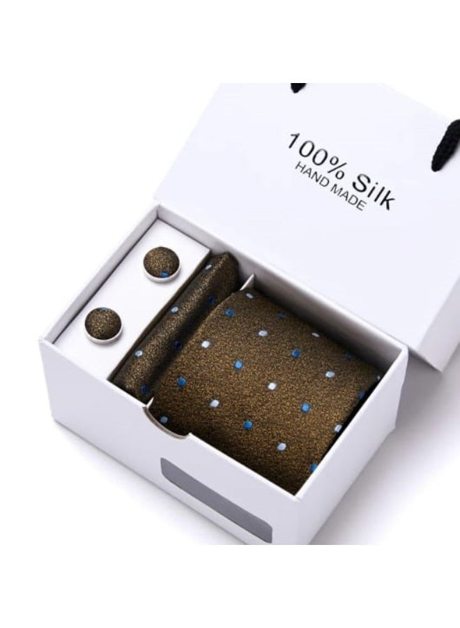 Handmade Men's Tie Set (3 pieces) - Tie, Pocket Square, and Cufflinks - Luxury Gift Box - Image 1