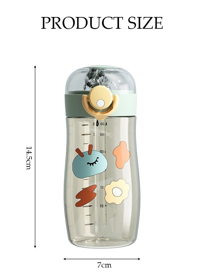 DUNISO Portable Children's Straw Water Cup，PPSU Kids Water Bottle with Straw，Toddler Drinking Bottle，Children Sippy Cup, BPA-Free Leak-Proof Cartoon Sports Water Bottle for Travel School Girls Boys  - Image 2