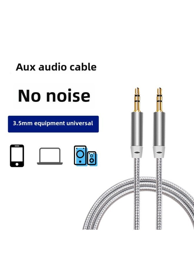 3.5 Audio Mobile Phone Earphone Wire Nylon Braided Wire Metal Head 3.5 Male-to-public Wiring AUX Car-to-car Recording Wire-Color:3.5 Braid (color Mix)-Length:3 M - Image 2