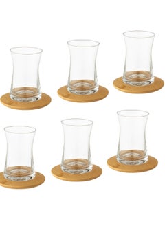 Tea set of 6 glass cups with 6 wooden tea saucers - pzsku/ZA5E4C085ECFAD932D437Z/45/_/1711280534/a5eb752a-7f38-4970-a22b-fed44fbdbd01