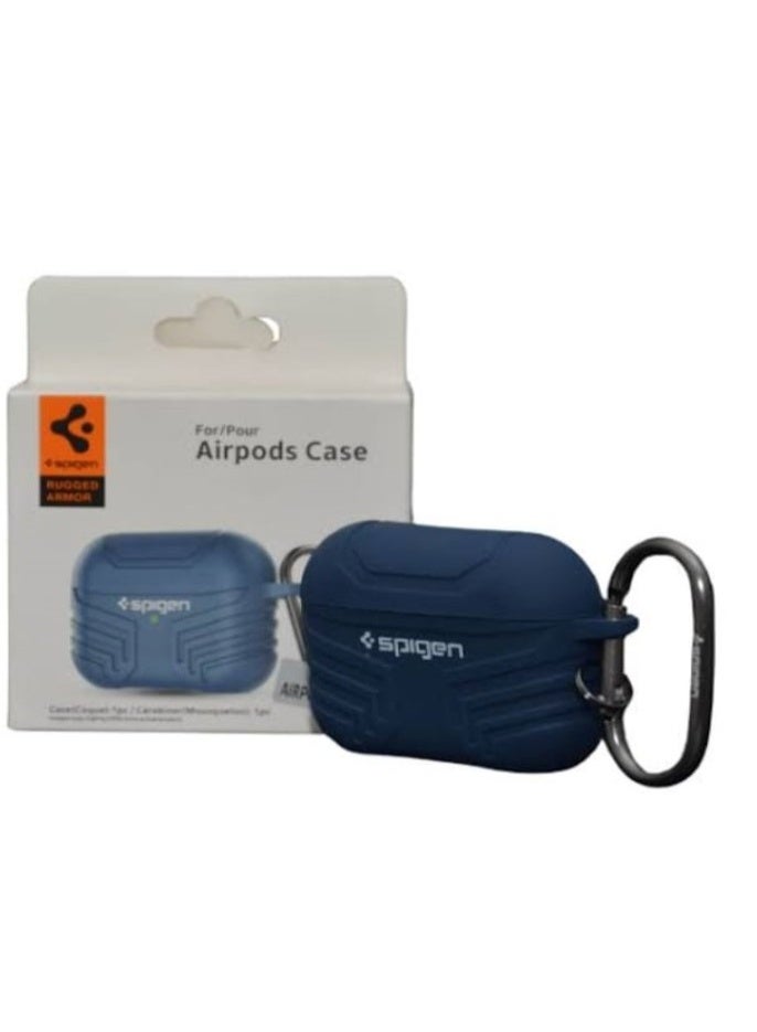 Spigen AirPods Pro 2 Silicone Protective Case with Ring Holder  Blue - Image 1