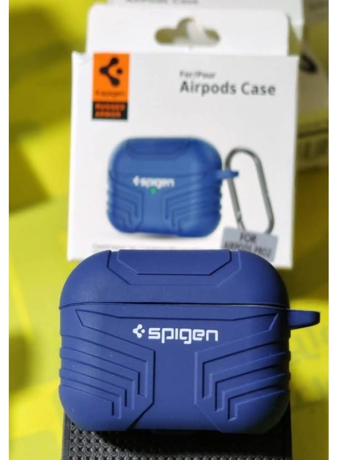 Spigen AirPods Pro 2 Silicone Protective Case with Ring Holder  Blue - Image 2