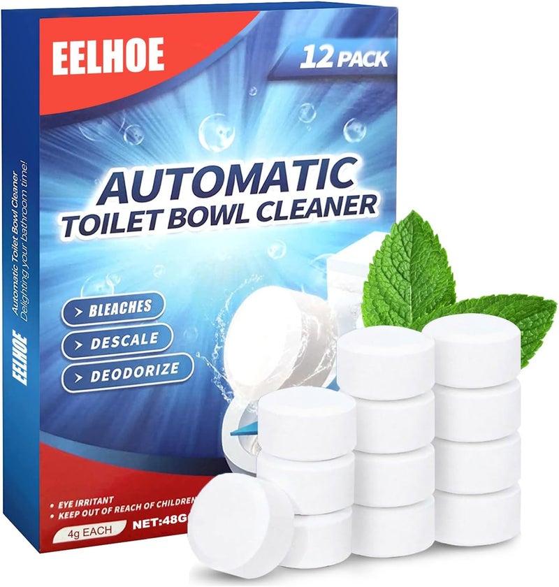 YOOJ ® 12 Pcs Toilet Bowl Cleaning Tablets, Automatic Toilet Bowl Cleaner with Bleach for Deodorizing, Descaling, Against Tough Stains, Household Toilets Tank Cleaner - Image 1