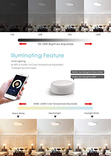 TALOYA Alexa Ceiling Light Smart, WiFi, Compatible with Google, 15.8 Inch Modern Dimmable Flush Mount LED Light Fixture for Living Room Office Kitchen, 28W RGBW - Image 3