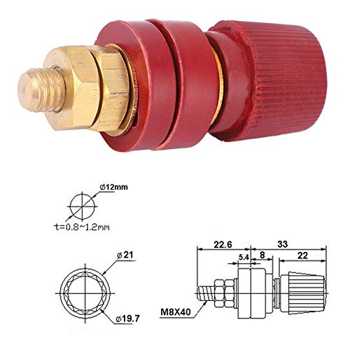 Hyuduo 200A Terminal Binding Post 555 Type Brass Pillar Terminal Block M8 Threaded Diameter Binding Post 0-380V 2pcs - Image 2