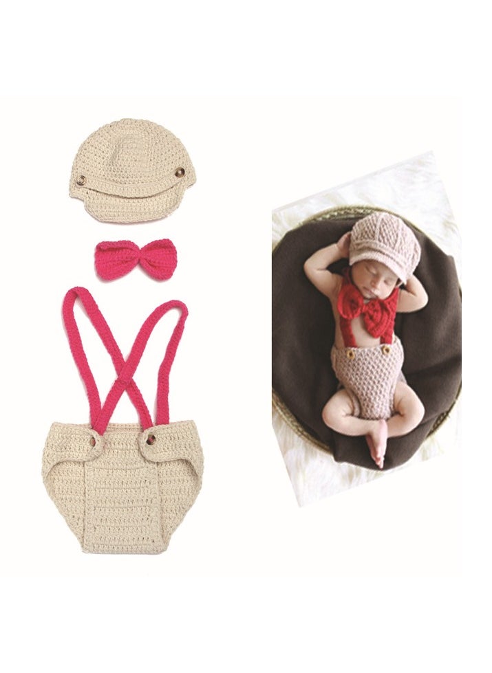 ORiTi 3-Piece Handmade Crochet Knitted Baby Props Outfit Set - B  - Image 1
