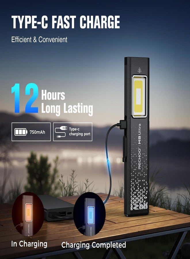 RECHOO Rechargeable Flashlights High Lumens 2Pack, Magnetic EDC Flashlight with Clip, 8 Modes Powerful Pocket LED Flashlight, Waterproof Portable Flat Flashlights for Home Camping Emergency - Image 4