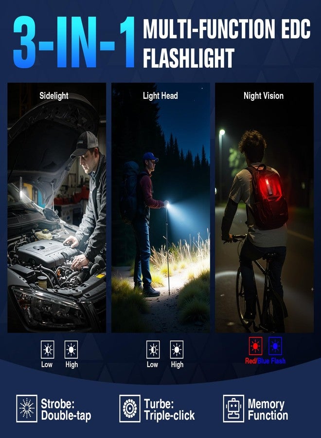 RECHOO Rechargeable Flashlights High Lumens 2Pack, Magnetic EDC Flashlight with Clip, 8 Modes Powerful Pocket LED Flashlight, Waterproof Portable Flat Flashlights for Home Camping Emergency - Image 3