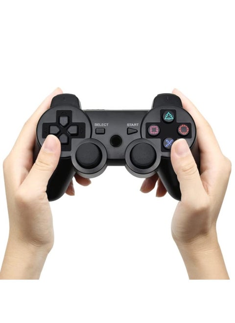 Wireless Bluetooth Controller for PS3 & PC – USB Gamepad Joystick, Dual Shock, Rechargeable – Black (Generic)