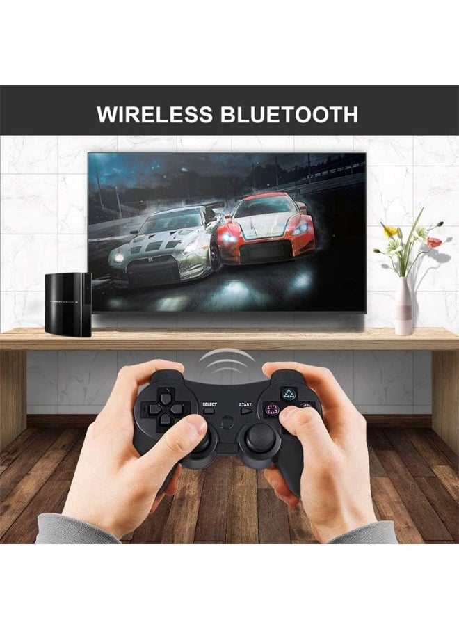 Wireless Bluetooth Controller for PS3 & PC – USB Gamepad Joystick, Dual Shock, Rechargeable – Black (Generic)