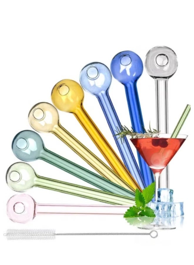 8pcs Premium Heat Resistant Glass Straw High Borosilicate Materia for Long lasting Use(Random Color) - Image 1