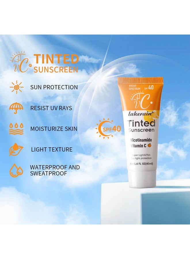 NICEFACE Tinted Sunscreen For Face With Spf 40 Uv Protection Moisturizer & Lightweight Facial Sunscreen With Vitamin C And Vitamin E For All Skin Type (40Ml) - Image 2