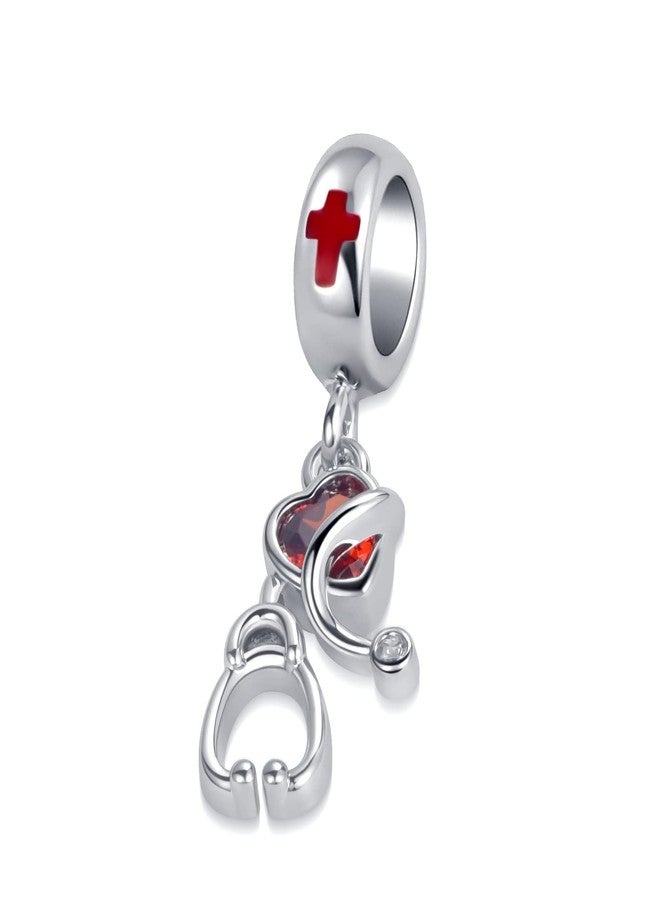 OutstandLong Heartbeat Nurse Red Nurse Cap Nursing Electrocardiogram Heart Medical Charm Bead fit Pandora Charms Bracelet Necklace - Image 2