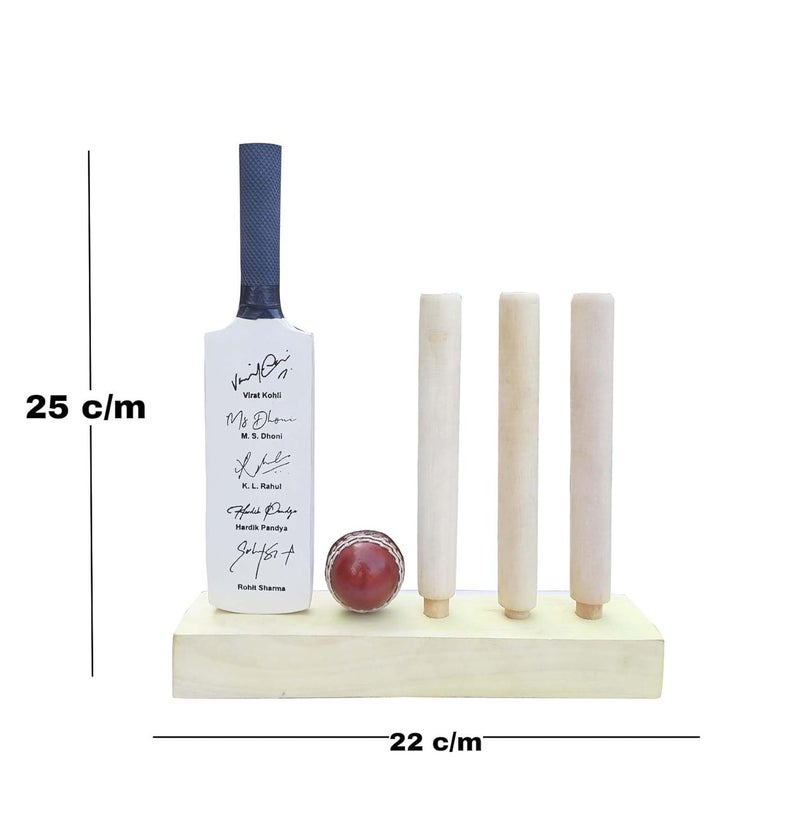 Frixan Miniature Cricket Stump Set with Printed Autographs (Not Original) Indian Cricketer Printed Autograph for Show Piece and Gift Purpose Souvenir Cricket Stump for Birthday Gift for Men & Boys - Image 3